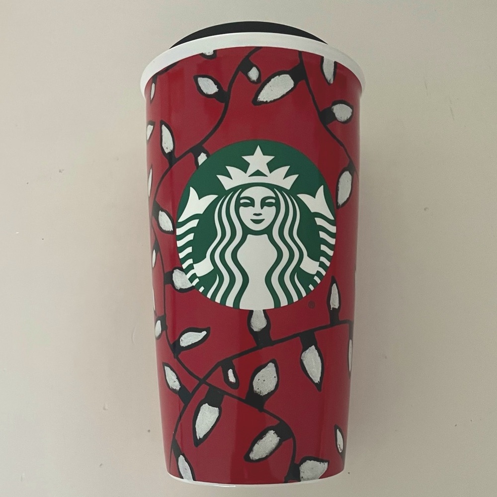 Starbucks Light String Holiday Ceramic Travel Mug
